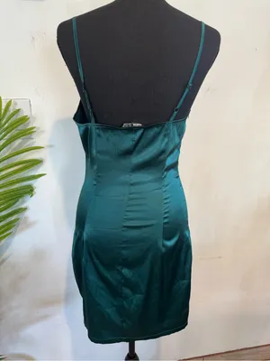 SHEIN Emerald Satin Cowl Neck Mini Slip Dress thumbnail 2