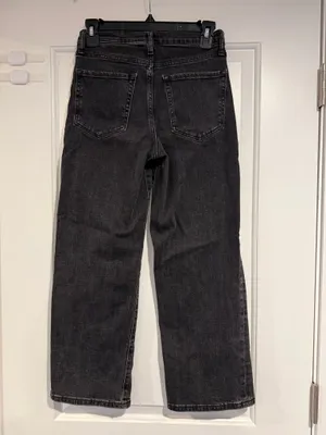 Banana Republic Premium Denim High Rise Wide Leg Crop Jean Women's US 25 Black thumbnail 6