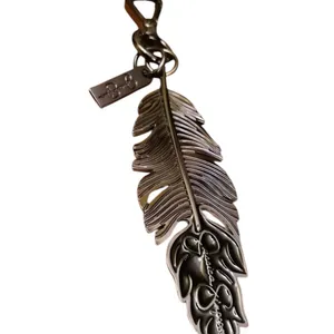 Jessica Simpson Pewter Solid Feather Color Keychain Bag Charm, Luggage Charm thumbnail 5