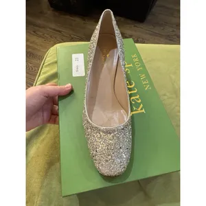 Kate Spade Dolores Silver‎ Gold Glitter Block Heel Pumps Women Size 6 Display thumbnail 3