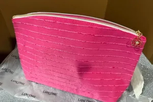 Lancôme hot pink ribbed makeup pouch NWT thumbnail 1