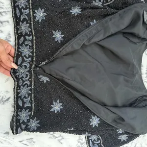 Vintage Cote d’Azur Black Beaded Top | Silk Floral Embroidery size small thumbnail 12