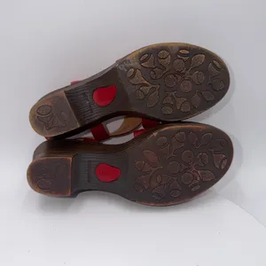 Born Carmo Red Leather Strappy Wedge Sandals Womens 9M thumbnail 7