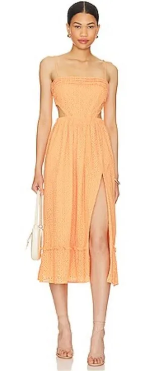 Camila‎ Coelho Revolve Lacy Midi eyelet Dress in Peach Sz XS thumbnail 1