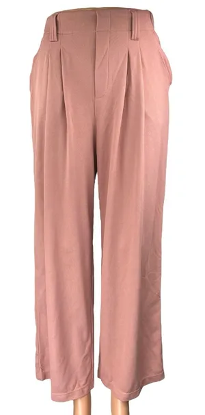 NEW Halara Women's Pink High Waisted Pleated Wide Leg Trousers Dress Pants Sz XS thumbnail 1