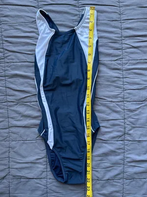 Speedo NWOT Piped Splice Wide Strap One Piece Swimsuit - Navy/White - 28 thumbnail 9