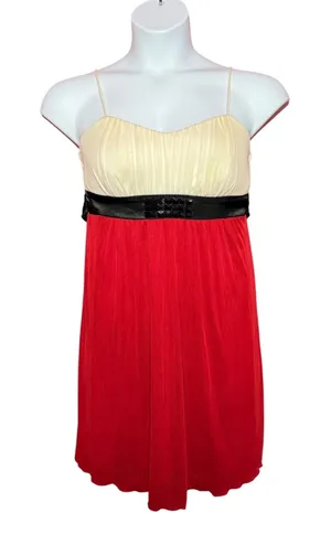 Sweet Storm Women Large Colorblock Mini Dress Red‎ Black Studded Empire Waist thumbnail 1