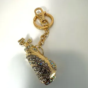 Gold tone rhinestone gold bag key chain purse clip thumbnail 2