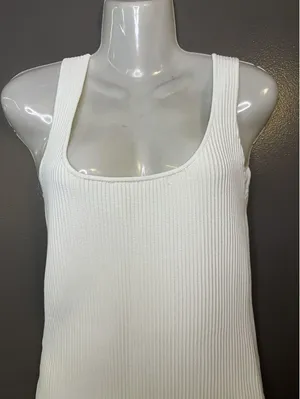 Princess Polly Dress Womens M/L White Ribbed Knit Bodycon Tank Mini Party thumbnail 1