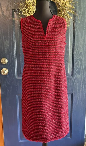 Ann Taylor Textured Red Midi Dress thumbnail 1