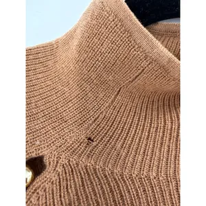 Alice + Olivia Sweater Womens S Tan Wool Gold Hardware Mock‎ Neck Luxury thumbnail 7