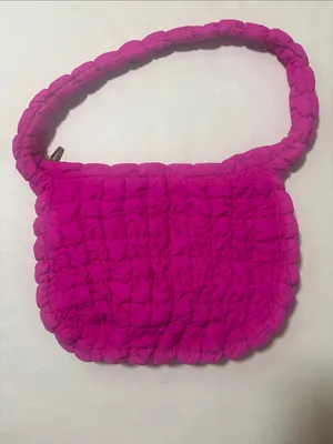 Hot Pink Padded Quilted Crossbody Shoulder Bag Fuchsia Pink Neon Barbie E-Girl thumbnail 2
