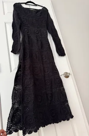 Anthropologie Bohemian Crochet Knit Midi Dress, Size S thumbnail 8