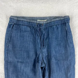 Life In Progress Casual Jogger Pants Womens‎ XS Blue Chambray Cotton Tapered Leg thumbnail 2