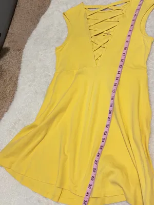 New York & company medium Yellow Cap-Sleeve Lattice-Back Fit & Flare Dress thumbnail 4