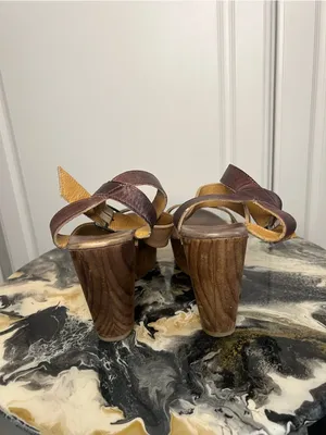 BED|STÜ Sophie Leather Wooden Platform Heeled Sandals thumbnail 11