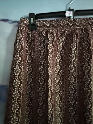 Women’s Boho Floral Printed Brown & White Maxi Skirt MD thumbnail 5