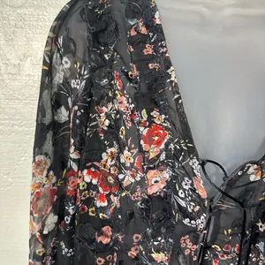 Nasty Gal Black Floral Sheer Top Size 4 EUC thumbnail 5