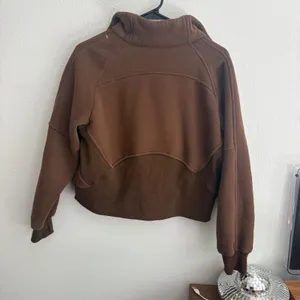 Lululemon Scuba Oversized Half-Zip Hoodie Brown Cropped Fleece Sweatshirt Size 2 thumbnail 9