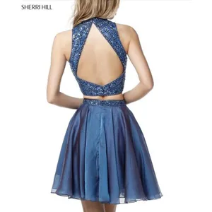 Sherri Hill 2 Piece Chiffon Skirt/Embellished Top Blue Size 6 Style 51296 Formal thumbnail 4