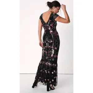 Lulus Era of Opulence Burgundy Sequin Cap Sleeve‎ Maxi Dress large thumbnail 2