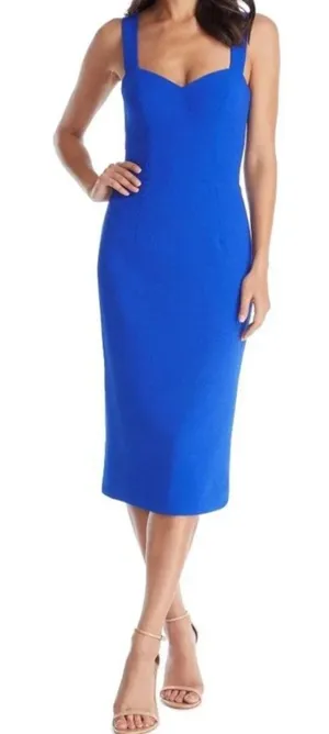 DRESS THE POPULATION Nicole Cocktail Blue Dress‎ Sz L thumbnail 1