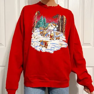 Vintage Christmas Snowman & Teddy Crewneck Sweatshirt thumbnail 1