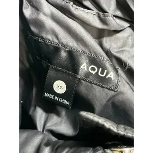 Aqua Black Faux Fur Trim Quilted Long Sleeve Hooded Puffer Parka Coat Jacket XS thumbnail 5