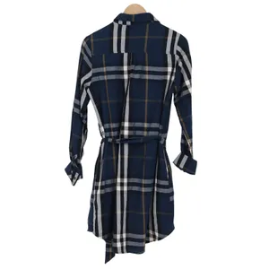Duffield Lane Shirt Dress Womens M Navy Plaid Belted Button Down Excellent thumbnail 4