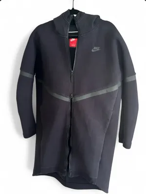 Nike Tech Fleece Longline Cocoon Full Zip Jacket Womens Black Coat Size Medium thumbnail 2