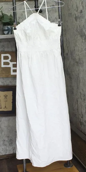 Aqua Womens Cotton Smocked Sleeveless Dress AQ08-01 White S thumbnail 1