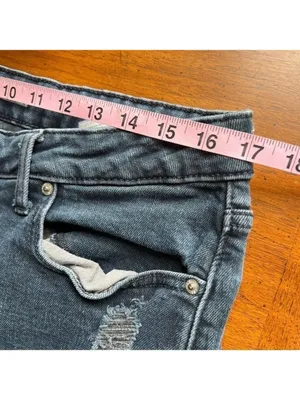 Old Navy O.G. Straight Jeans Size 14‎ Tall High Rise Distressed Dark Wash Denim thumbnail 6