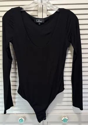 Lulus Bodysuit Long Sleeve Scoop Thong Back Size Small Snap Crotch‎ Soft thumbnail 1