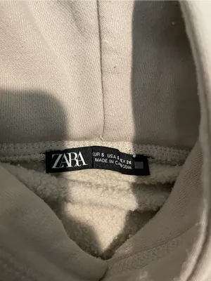 Zara Cropped Hooded Sweatshirt - Light Cream thumbnail 2