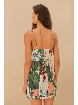 NWOT Farm Rio Midnight Macaw Fiesta Linen Sleeveless Mini Dress Size L thumbnail 5