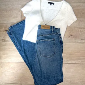 PacSun Popular Medium Blue Stretch High Waisted Flare Leg Denim Jean thumbnail 1