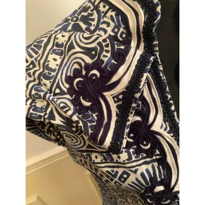 Tory Burch Tunic Shift Dress Mosaic Navy Blue White Tile Work Design Coastal thumbnail 4