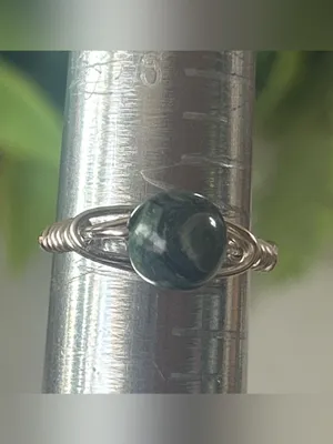 Handmade silver tone Kambaba jasper wire wrapped crystal ring size 7 thumbnail 3