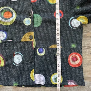 Trisha Tyler Gray Colorful Polka Dot Blouse M thumbnail 5