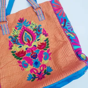 Karma Living Embroidered Bohemian Floral Plush Sholder Bag thumbnail 2