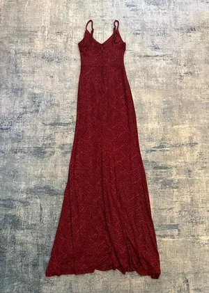 Windsor Burgundy Wine Keira Glitter Knit High Slit Formal Dress Size 1 / 2 thumbnail 4