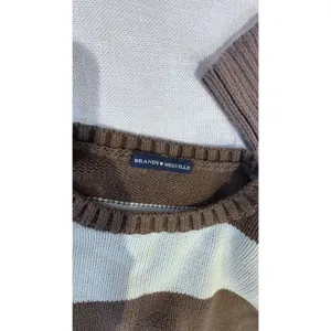 Brandy Melville Brianna Cotton Thick Stripe Sweater Navy Brown White One Size OS thumbnail 3