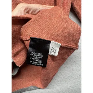 Vintage Adidas Women's Cardigan Sweater Silk Cashmere Orange Gray 3 Stripe Sz L thumbnail 3
