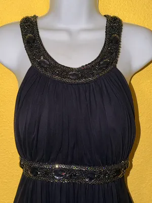 Xscape Black Halter Maxi Dress with Beaded Waist thumbnail 6