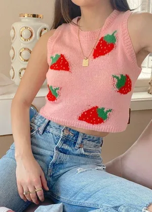 Colorful Natalie Strawberry Sweater thumbnail 1