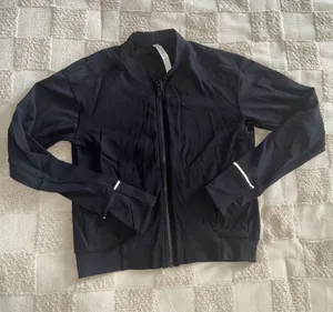 Lululemon Two Track Mind Jacket Black Bomber Full Zip Reflective Trim Womens S thumbnail 1