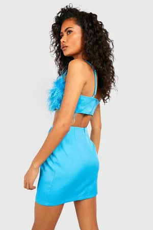 Boohoo NWT Woven Crepe mini azure skirt thumbnail 3