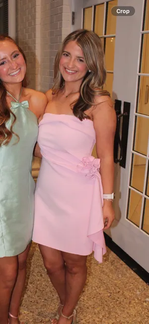 Hello Molly pink strapless dress with rosette thumbnail 2