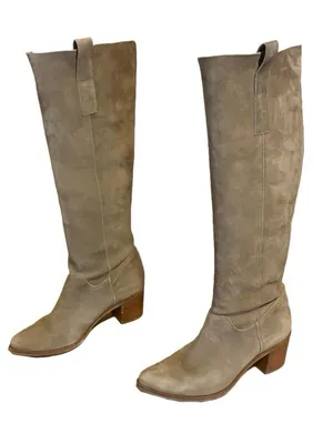 Steven By Steve Madden Taupe Brown Suede Heeled Calf High Boots (7) thumbnail 1