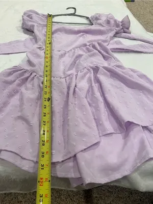 SHEIN Lilac Purple Swiss Dot Tie-Back Puff Sleeve Mini Dress Size XS thumbnail 6
